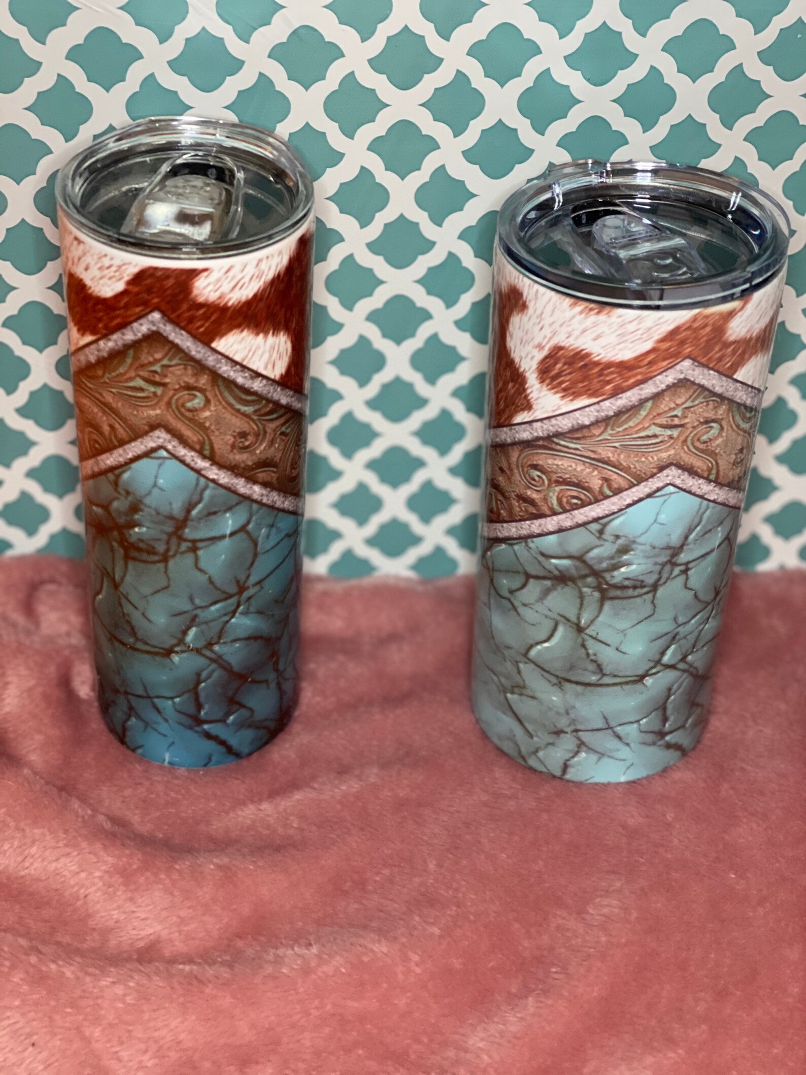 Cowhide & Turquoise Tumbler Etsy