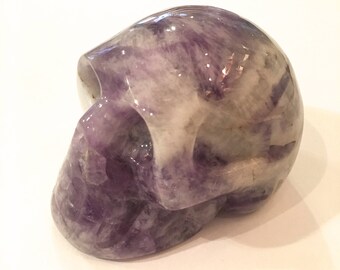 AMETHYST Skull/ Carved Skull/ Healing Gemstones/ Home Decor/ Healing Tools/ Crystal Skull/ Amethyst/ LRG Amethyst Skull/ February Birthstone