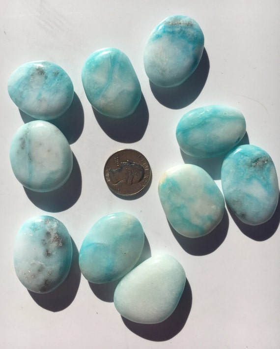 Beautiful Tumbled BLUE ARAGONITE Healing Gemstone// Blue Aragonite Pillow// Tumbled Stones// Healing Crystals// Healing Tools/ Throat Chakra