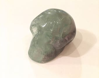 FLUORITE Skull// Carved Skull// Healing Gemstones// Home Decor// Healing Tools// Crystal Skull// RAINBOW Fluorite// SKULL// from Brazil