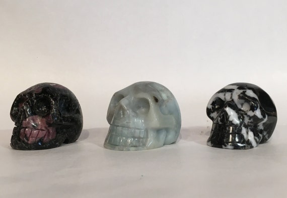 Assorted Healing Crystal Skulls// Healing Gemstones// Home Decor// Healing Tools// Carved Skulls// Crystal Skull// Healing Crystals