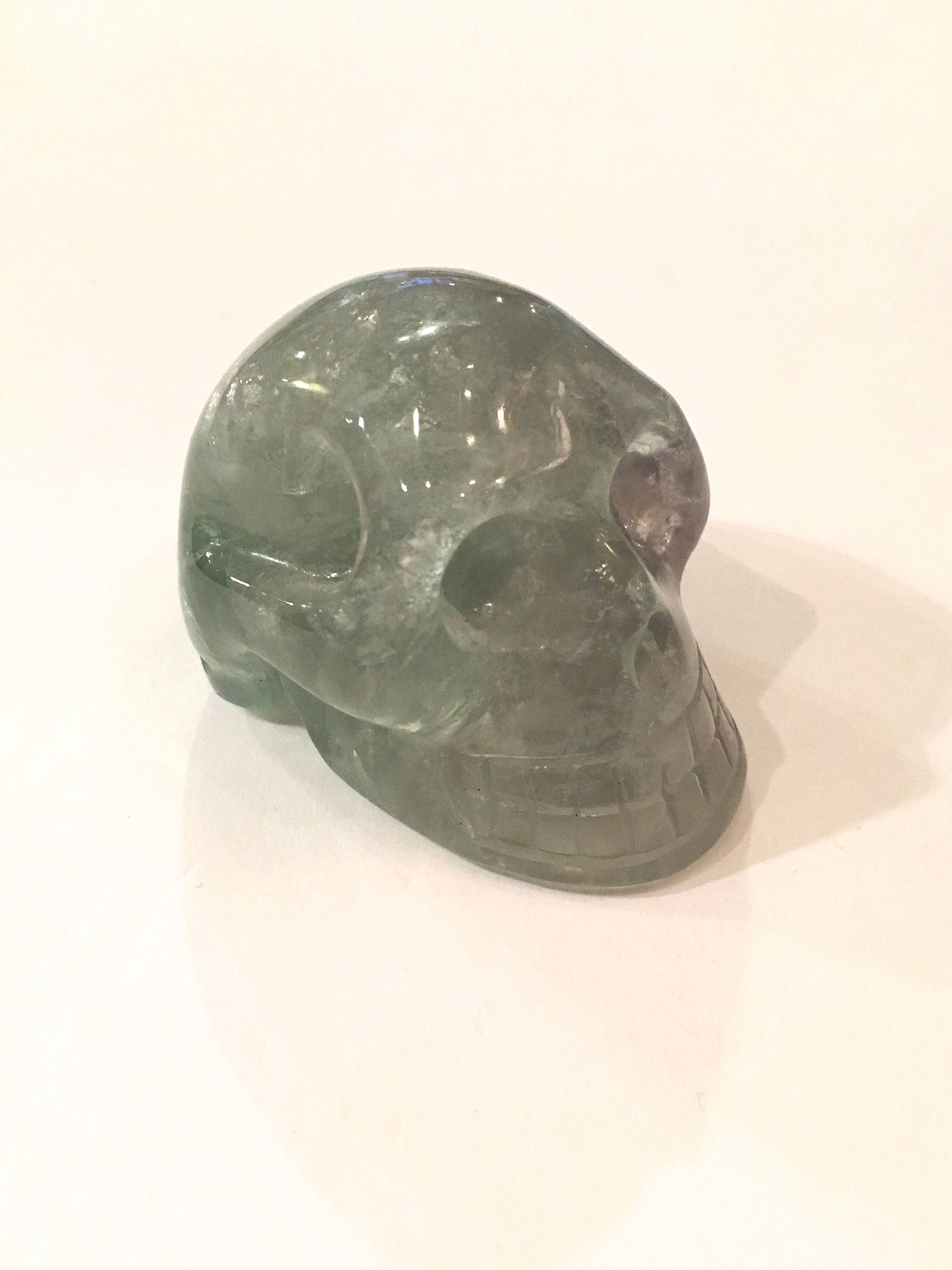 FLUORITE Skull// Carved Skull// Healing Gemstones// Home Decor ...