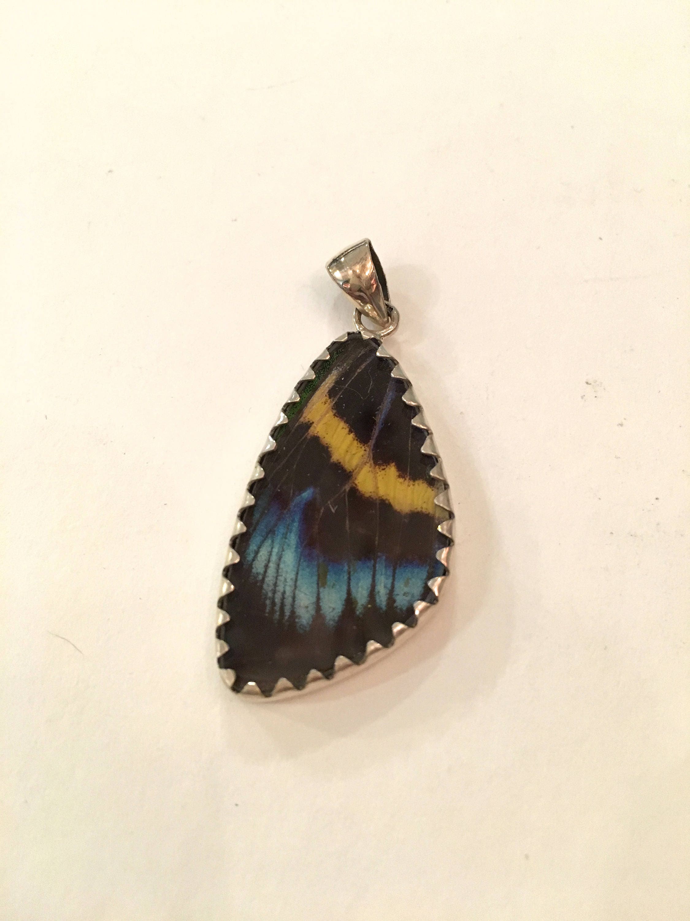 Collaged Butterfly Wing Pendant, Butterfly Wing Jewelry, AUTHENTIC