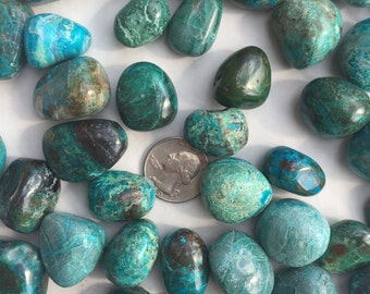 Beautiful Tumbled CHRYSOCOLLA Healing Gemstone// Chrysocolla// Tumbled Stones// Tumbled Chrysocolla// Healing Crystals// From the Congo