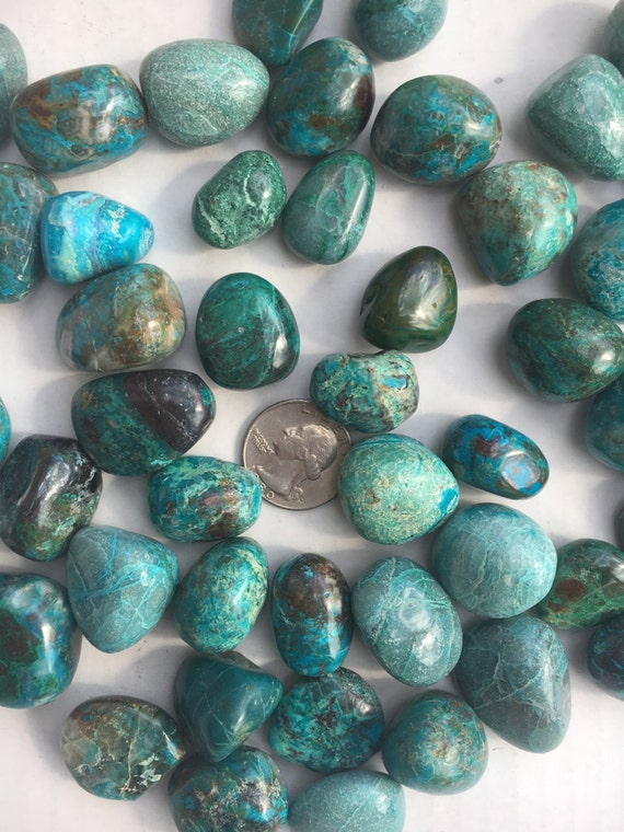 Beautiful Tumbled CHRYSOCOLLA Healing Gemstone// Chrysocolla// Tumbled Stones// Tumbled Chrysocolla// Healing Crystals// From the Congo