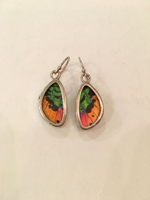 SUNSET MOTH Butterfly Wing Earrings// Butterfly Wing Jewelry// AUTHENTIC Butterfly Wings// Eco Friendly Jewelry// Statement Jewelry