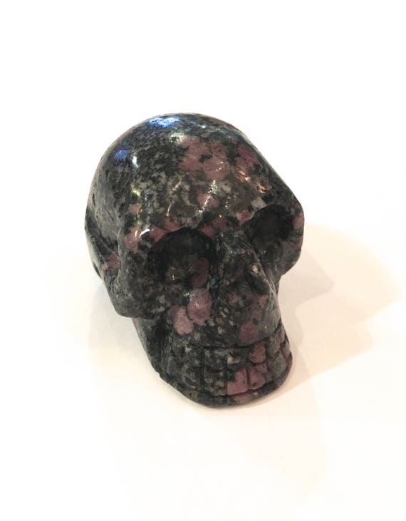 Black Spinel with RUBY Skulls// Carved Skull// Healing Gemstones// Home Decor// Healing Tools// July Birthstone//