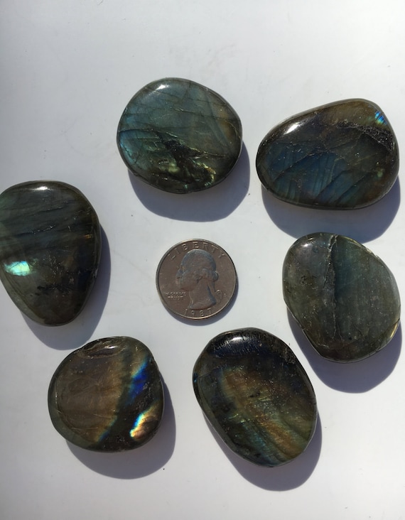 BEAUTIFUL Tumbled LABRADORITE Healing Gemstone// Polished Labradorite Pillows/ Healing Crystals// All Chakras/ Beautiful Natural Iridescence