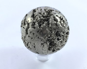 PYRITE SPHERE// Carved Pyrite Sphere// Healing Gemstone// Fools Good// Pyrite// Home Decor// Healing Tools// Raw Healing Crystals/ From Peru