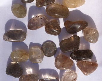 Beautiful Tumbled RUTILATED QUARTZ Healing Gemstone// Quartz// Rutilated Quartz// Tumbled Stones// Healing Crystals// Healing Tools