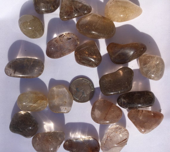 Beautiful Tumbled RUTILATED QUARTZ Healing Gemstone// Quartz// Rutilated Quartz// Tumbled Stones// Healing Crystals// Healing Tools