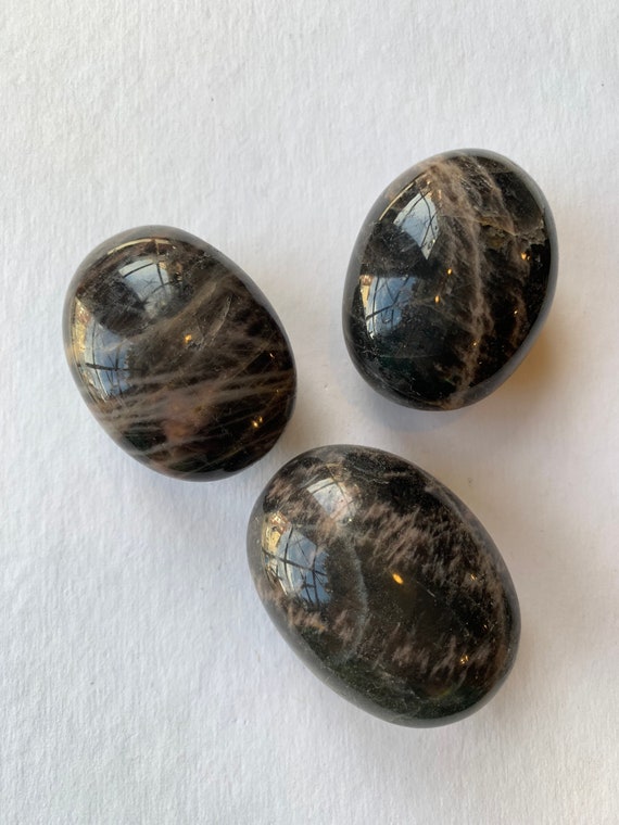 BLACK MOONSTONE Pebbles/ Moonstone// Gemstone Pebbles/ Healing Gemstones// Paperweight/ Home Decor// Healing Tools/ June Birthstone