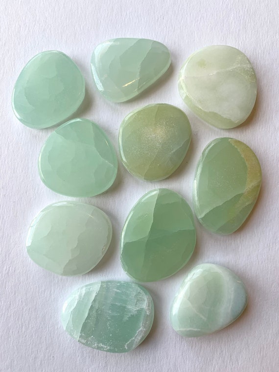 Beautiful Tumbled Sea-foam Green CALCITE Healing Gemstone// Calcite Pillows// Palm Stones Tumbled Stones// Healing Crystals// Healing Tools