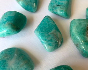 Beautiful Tumbled RUSSIAN AMAZONITE Healing Gemstone// Tumbled Stones// Healing Crystals// Anxiety Reliever// Heart + Throat Chakra