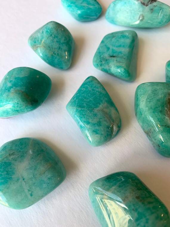 Beautiful Tumbled RUSSIAN AMAZONITE Healing Gemstone// Tumbled Stones// Healing Crystals// Anxiety Reliever// Heart + Throat Chakra