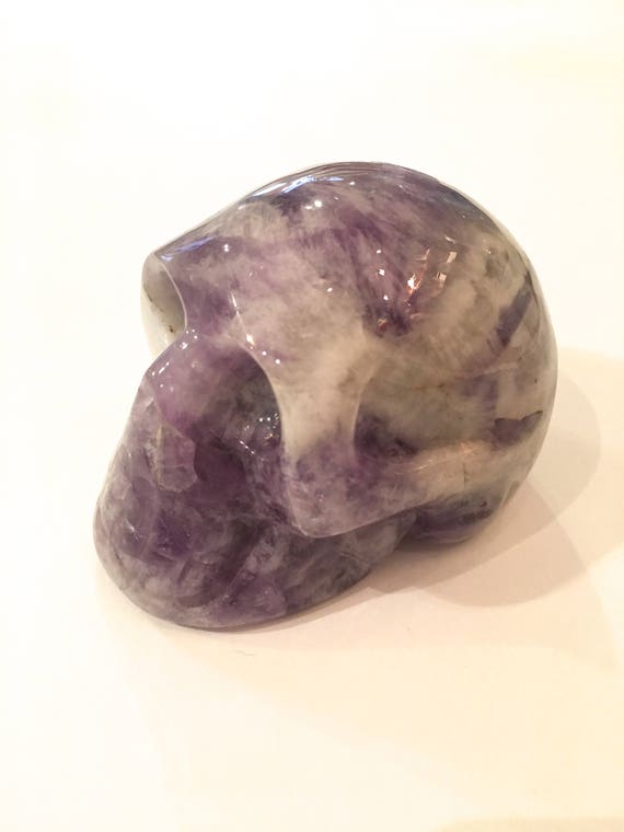 AMETHYST Skull/ Carved Skull/ Healing Gemstones/ Home Decor/ Healing Tools/ Crystal Skull/ Amethyst/ LRG Amethyst Skull/ February Birthstone