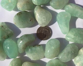 Beautiful Tumbled PREHNITE Healing Gemstone// Tumbled Stones// Healing Crystals// Healing Tools// Anxiety Reliever// Heart + Throat Chakra