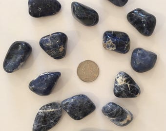 Beautiful Tumbled SODALITE Healing Gemstone// Tumbled Stones// Healing Crystals// Polished Stones// Healing Tools// Tumbled Blue Sodalite