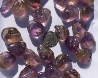 Beautiful Tumbled AMETRINE Healing Gemstone// Amethyst + Citrine// Tumbled Stones// Healing Crystals// February Birthstone