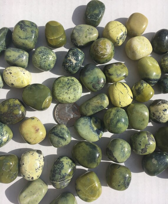 Beautiful Tumbled SERPENTINE Healing Gemstone// Serpentine// Tumbled Stones// Healing Crystals// Green Stones// Heart Chakra// from Peru