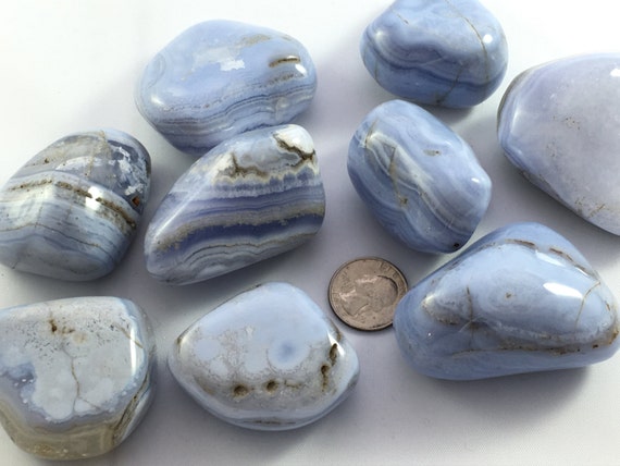 Beautiful Tumbled BLUE LACE AGATE Healing Gemstone// Enhances Communication, Confidence, and Clarity// 5th Chakra// from South Africa