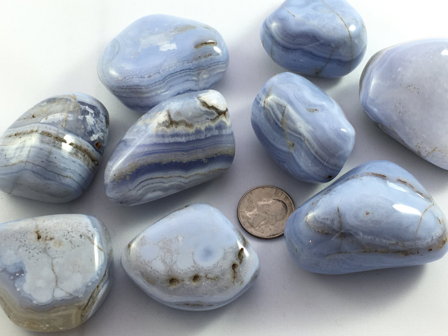 cyklus Shetland Ny mening Beautiful Tumbled BLUE LACE AGATE Healing Gemstone// Enhances  Communication, Confidence, and Clarity// 5th Chakra// from South Africa