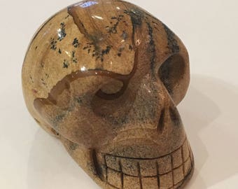 LANDSCAPE JASPER Skull// Carved Skull// Healing Gemstones// Home Decor/ Healing Tools// Crystal Skull// Jasper/ ROOT Chakra Stone// Skull