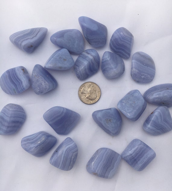 Beautiful Tumbled BLUE LACE AGATE Healing Gemstone// Enhances Communication, Confidence, and Clarity// 5th Chakra// from South Africa