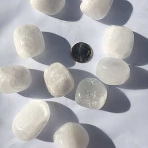 Beautiful SELENITE Healing Stones// White Selenite//Polished Selenite// Tumbled Selenite// Healing Gemstone// Home Decor// Healing Tools