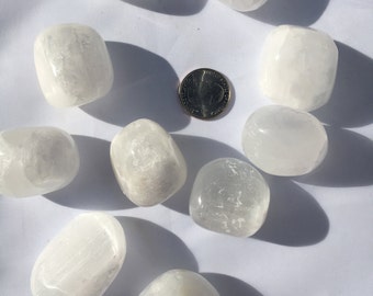 Beautiful SELENITE Healing Stones// White Selenite//Polished Selenite// Tumbled Selenite// Healing Gemstone// Home Decor// Healing Tools
