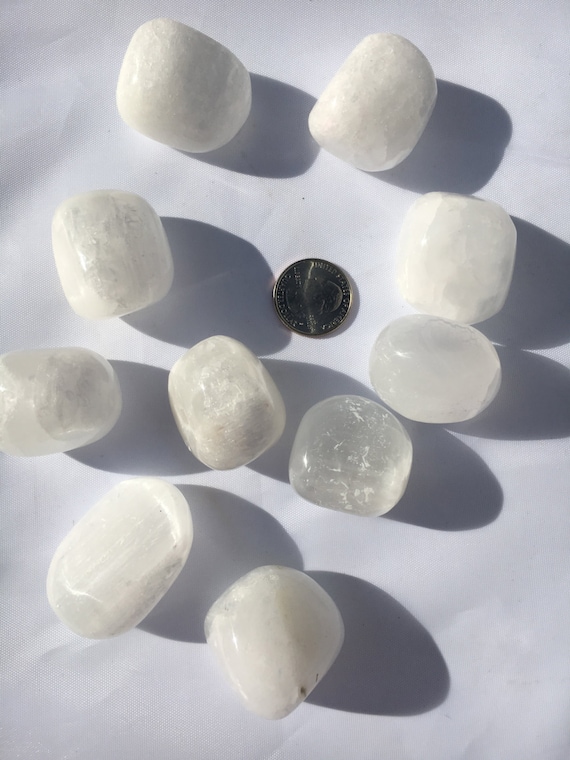 Beautiful SELENITE Healing Stones// White Selenite//Polished Selenite// Tumbled Selenite// Healing Gemstone// Home Decor// Healing Tools