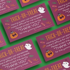 Thank You Cards for Halloween Trick or Treating - Autism Nonverbal special needs