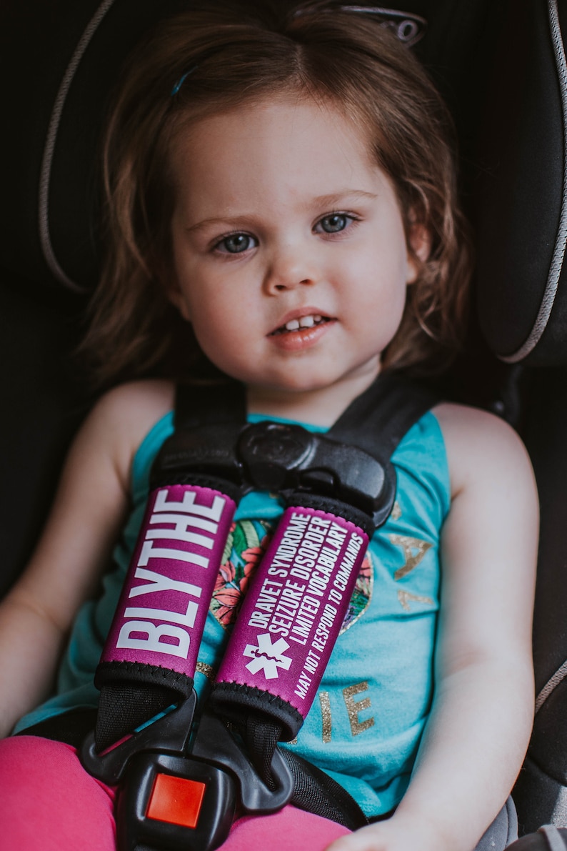 Custom Emergency Alert Carseat Straps Autism Allergies Medical