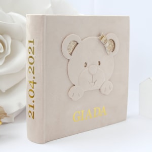 Baby Fotoalbum Einsteckalbum 300 10x15. Personalisiertes Babyfotoalbum mit Hüllen für 10 x 15 cm. Baby-Dusche-Geschenk. Geburtstagsfotoalbum Bär