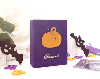 Álbum de fotos de Halloween 4x6. Álbum de fotos de calabaza. Álbum de fotos bohemio personalizado, Álbum de fotos 4x6. Álbum de fotos con fundas. Álbum de fotos de otoño