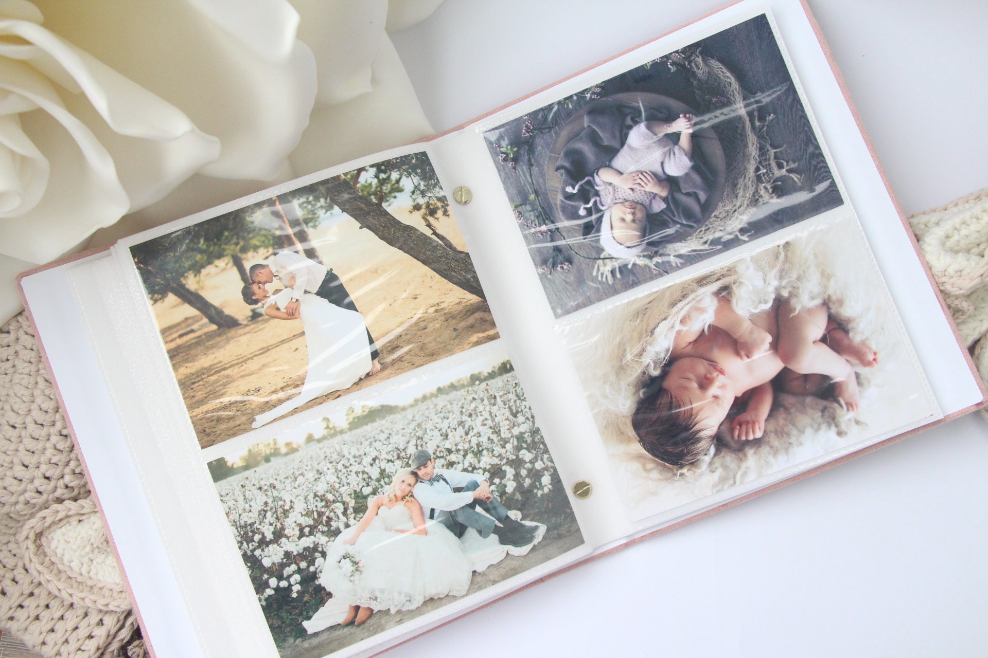 Album Photo Grande Capacité 600 Poches - Couverture Rigide Lin Violet - 120 Pages, Fenêtre Personnalisable