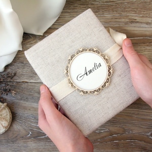 Baby Photo Album Personalized. Baby photo album 4x6. Baby Photo Album with Sleeves,  Custom baby album. Linen Family Photo Album