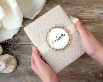 Baby Photo Album Personalized. Baby photo album 4x6. Baby Photo Album with Sleeves,  Custom baby album. Linen Family Photo Album