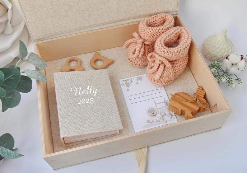 Linen Baby Memory Box | Keepsake Time Capsule, Shower Gift - Etsy
