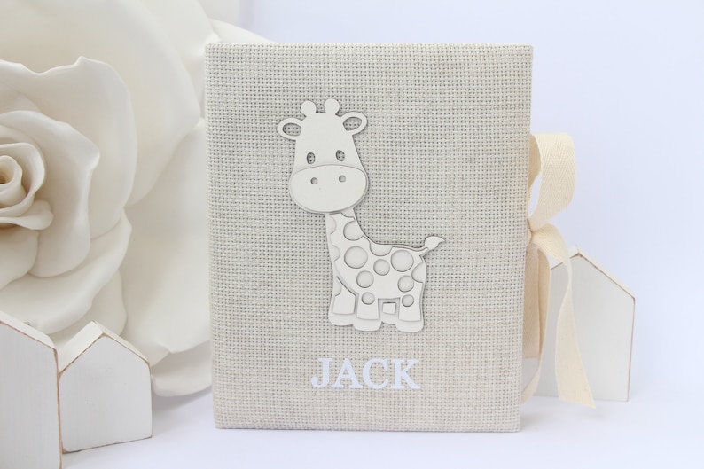 Personalized baby photo album giraffe 4x6. Funny giraffe photo album. Baby photo album girl . Grandma photo album. My first photo album boy image 1