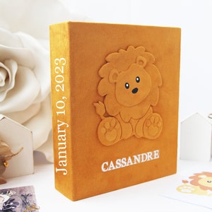Personalized Baby Photo Album Lion, 4x6, First Year Baby Memory Book, Baby Boy Photo Album lion, Baby Girl Photo Album, Baby Shower Gift