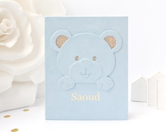 Álbum de fotos personalizado para bebé con osito 4x6