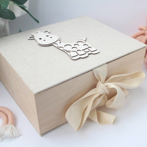 Baby Keepsake Box Giraffe | Newborn Gender Neutral Linen Baby Box | Baby Shower Gift Box| Memory Baby Box | Pregnancy Gift | New Mum Gift