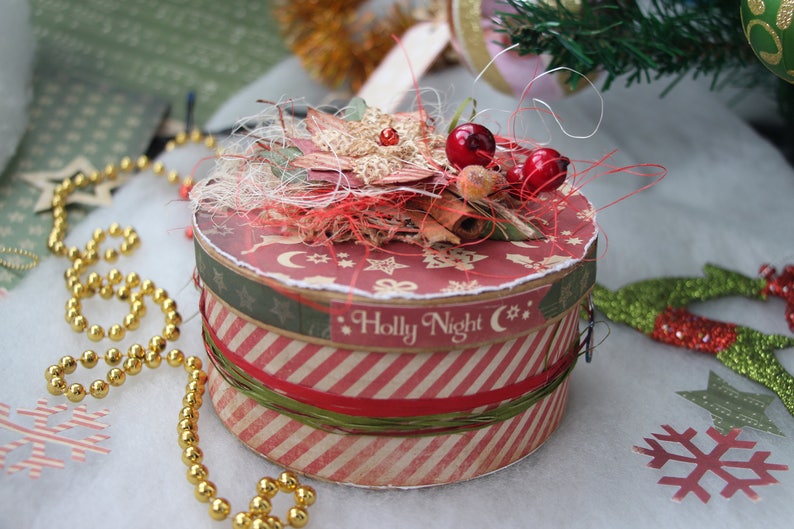 Box red and green Gift Box Christmas gift Box surprise Christmas Christmas gift Box Vintage Handmade box