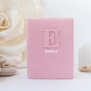 Pink baby photo album.   Personalized photo album 4x6.    Girl baby photo album. Boy baby photo album suede.