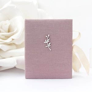 Linen Photo Album with Sleeves for 96 4x6&quot; / 10x15cm Photos. Personalized Baby Photo Album. Rustic Family Photo Album. Anniversary Album