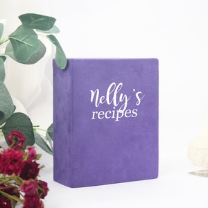 Gepersonaliseerd receptenboek. Kookboek Violet. Op maat gemaakt receptenboek. Familie receptenboek. Kookcadeau. Modern kookboek. Kaarten van 4 x 6 inch