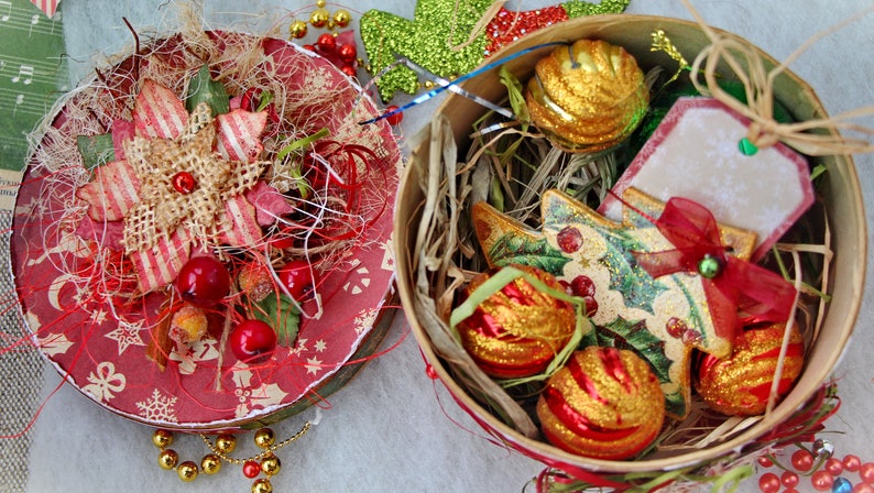 Box red and green Gift Box Christmas gift Box surprise Christmas Christmas gift Box Vintage Handmade box