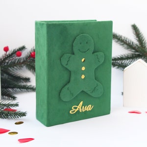 Album fotografico di Natale. Album fotografico natalizio con omino di pan di zenzero. Primo regalo di Natale per un bambino. Porta biglietti di Natale. Album dei ricordi di Natale.