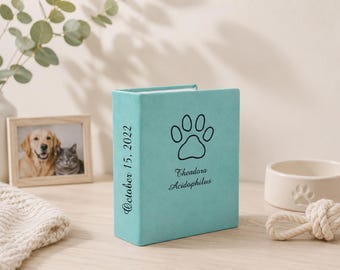 Personalized Pet Photo Album for Cats and Dogs, 96 Photos 4x6, Custom Paw Keepsake